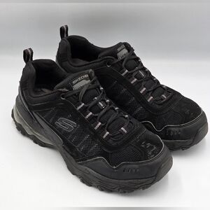 Skechers Men's 9 Fit Air Trainers Leather Mesh Low Top Black Running Sneakers